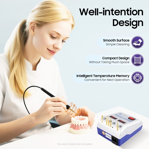 Dental Lab Electric Waxer Wax Blade Carving Pencil Carver Pen Pot w/ 6 Tips Pro
