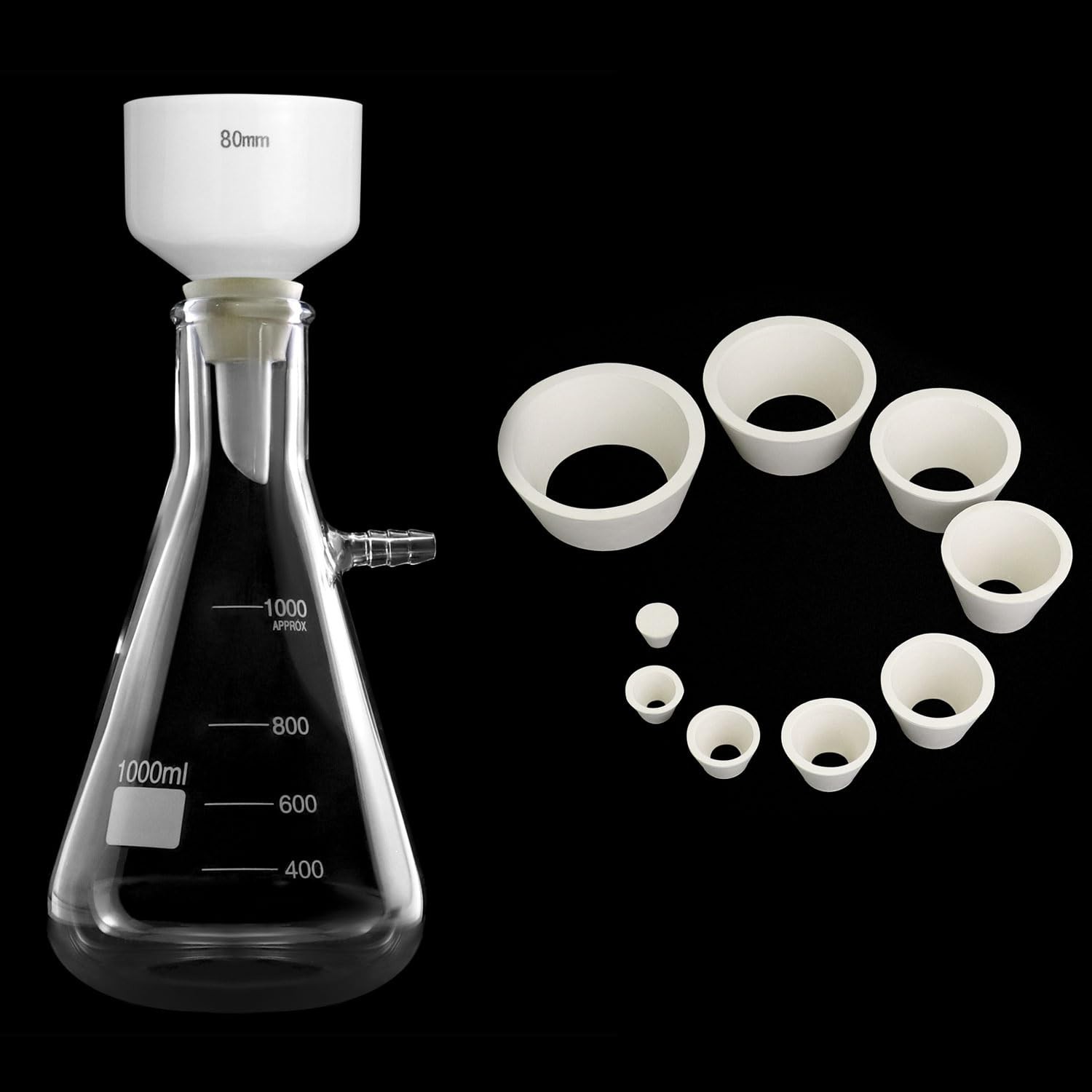 1000ML Borosilicate Buchner Funnel Kit with 80mm Funnel – High Temp Resistant
