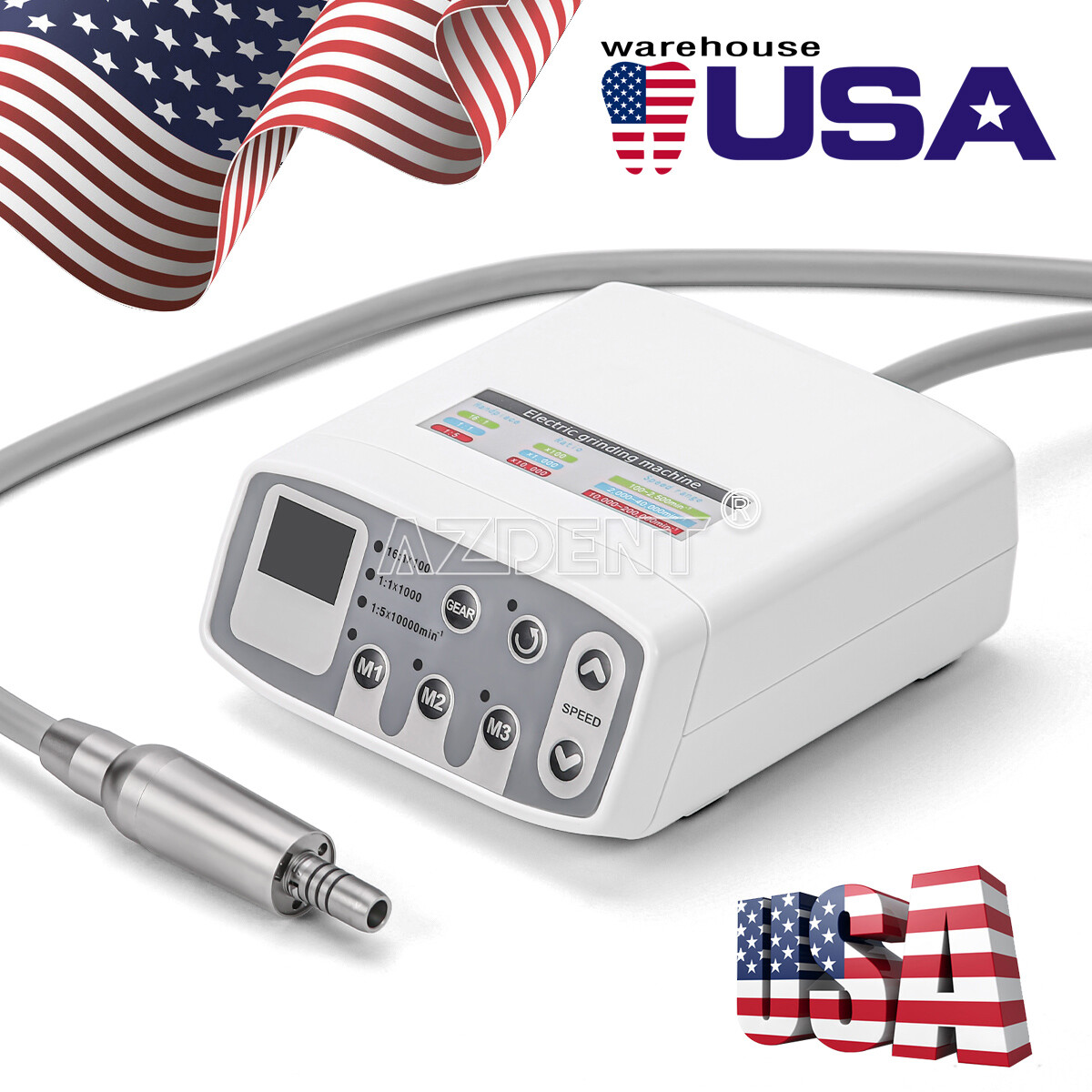 USA Dental LED Electric Brushless Micro Motor /1:5 Increasing Handpiece /FG Burs