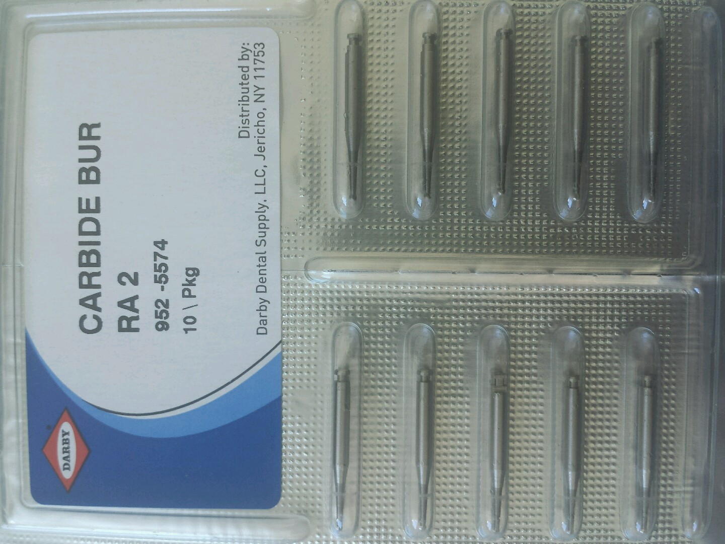 Darby Carbide Round Bur RA 2 Pack of 10 Dental England Latch Type