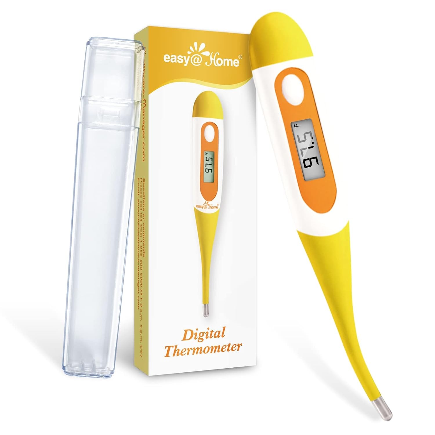 Easy@Home Digital Oral Thermometer for Fever Adults: Rectal, Underarm Yellow