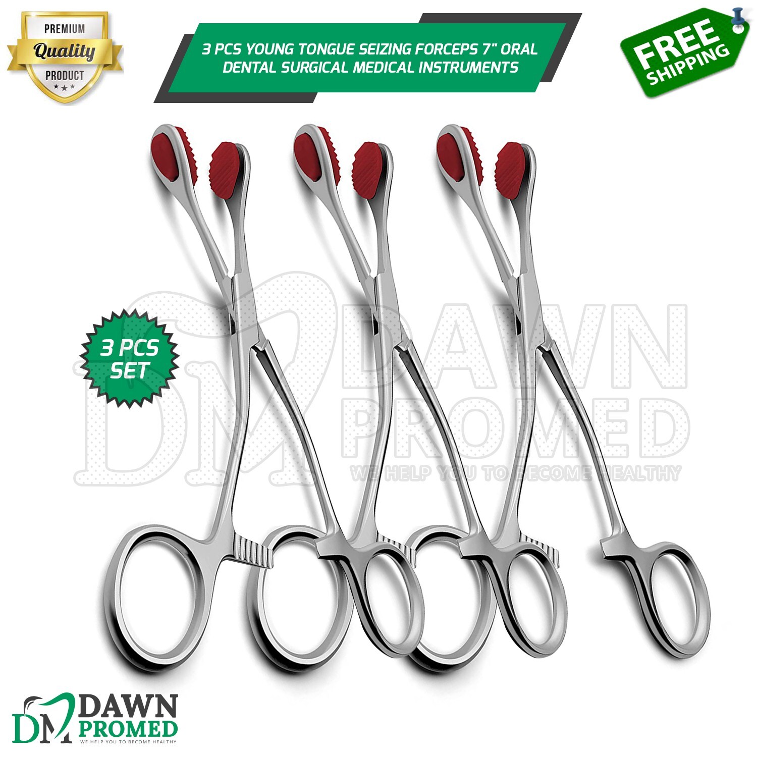 3 Pcs Young Tongue Seizing Forceps 7″ Oral Dental Surgical Medical Instruments