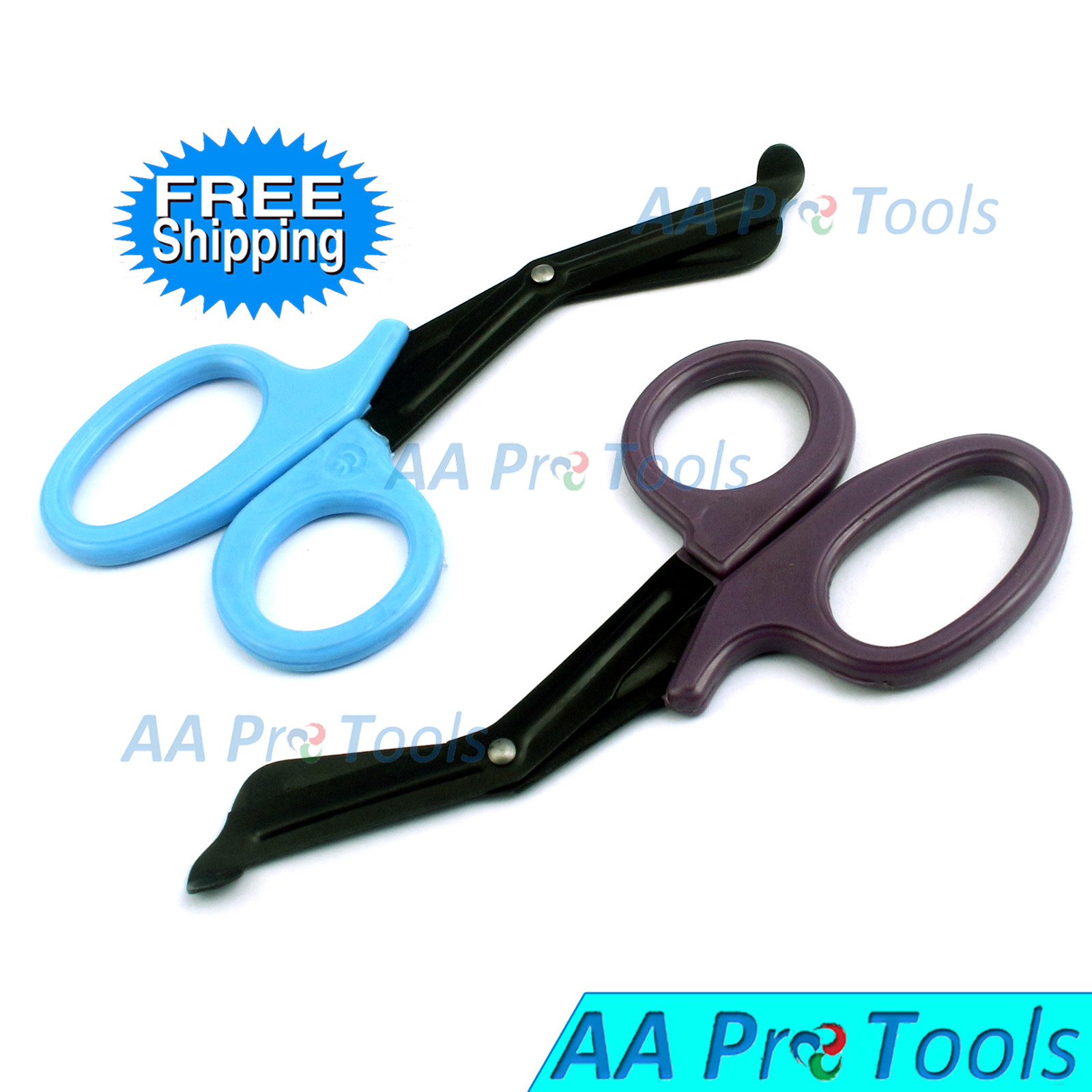 2 Trauma Paramedic EMT Shears 7.25″ Fluoride Coated Blades (Sky-Blue + Purple)