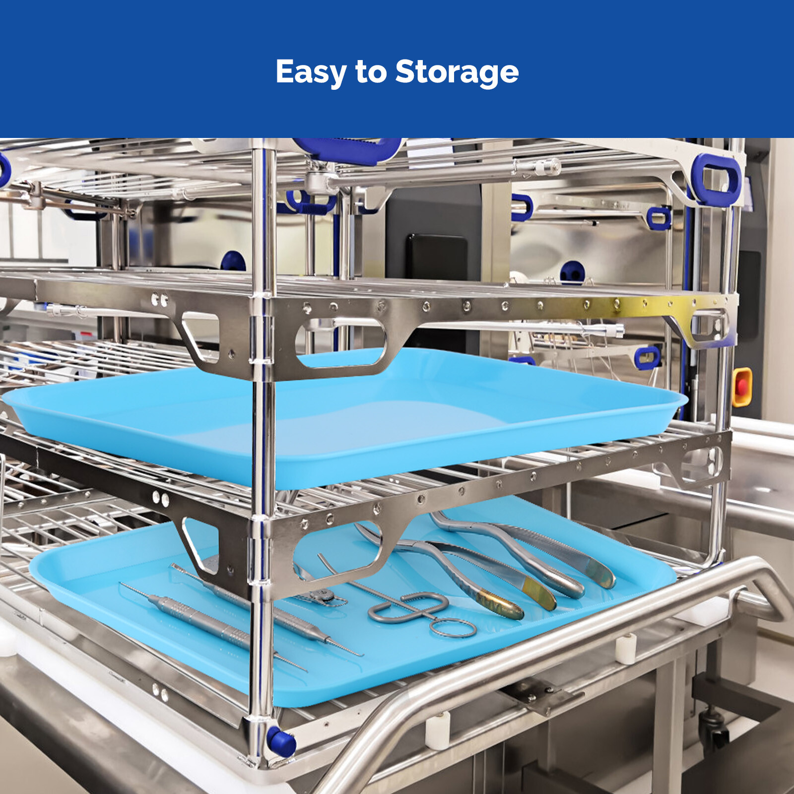 Dental Autoclave Instrument Set Up Trays Plastic Flat Tray Size B 13.25″ X 9.75″