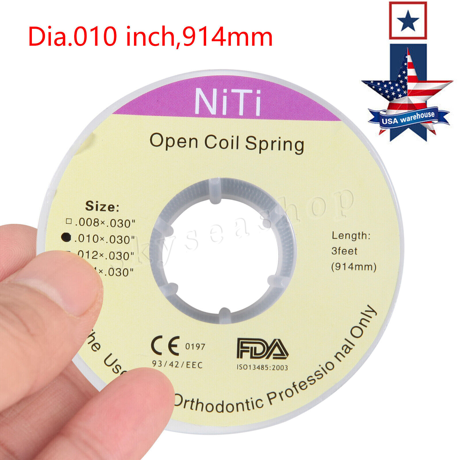 USA Dental Orthodontic Niti Open Coil Spring Spool Dia.010 *030 ” inch 914mm fz