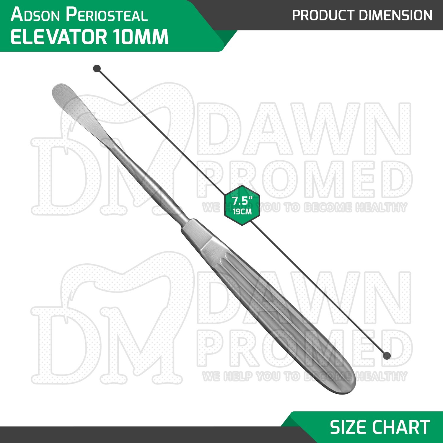 Adson Periosteal Elevator 7.5″ Semi-Sharp Curved 10MM Neurosurgical Instruments