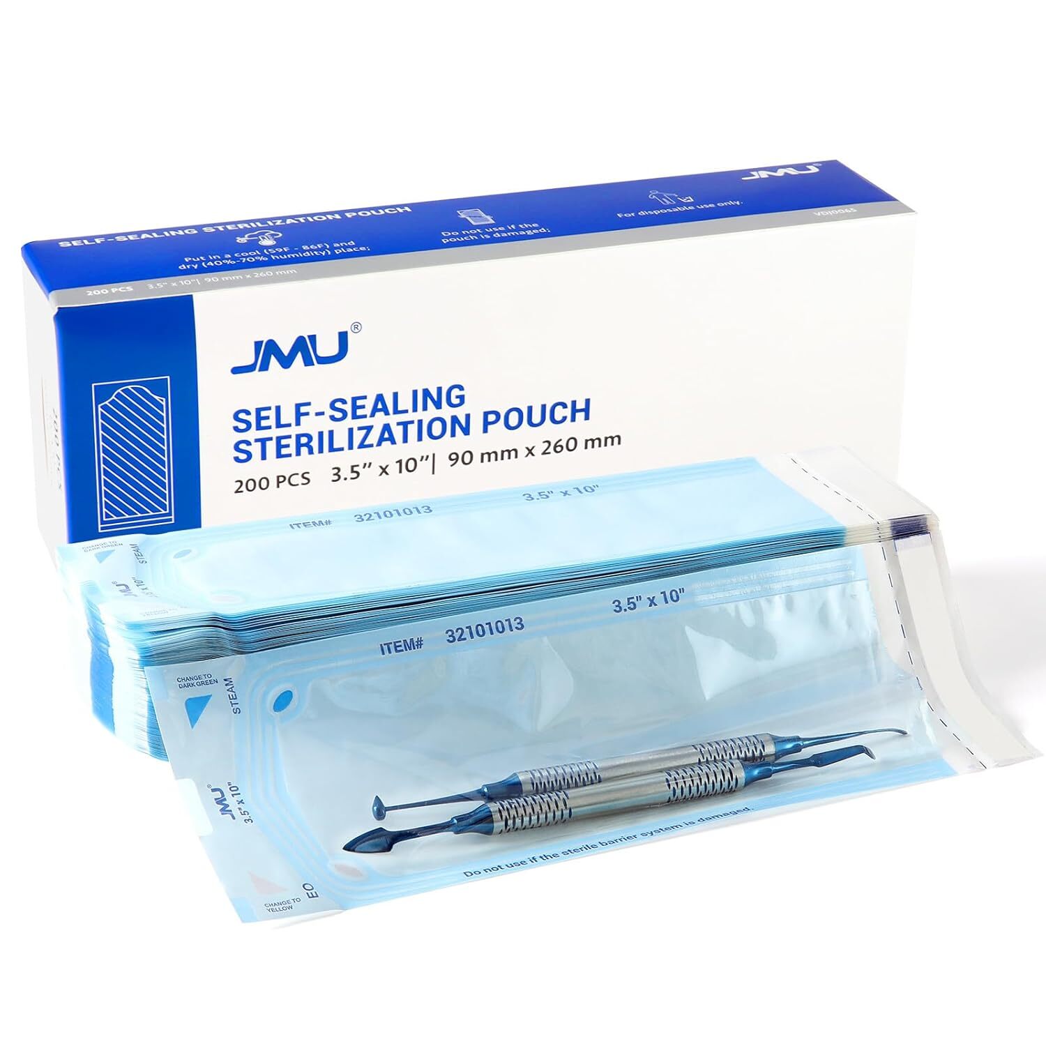 JMU Dental 3.5 “x10 ” Sterilization Pouches Medical Self Seal Pouch Bag 1000pcs
