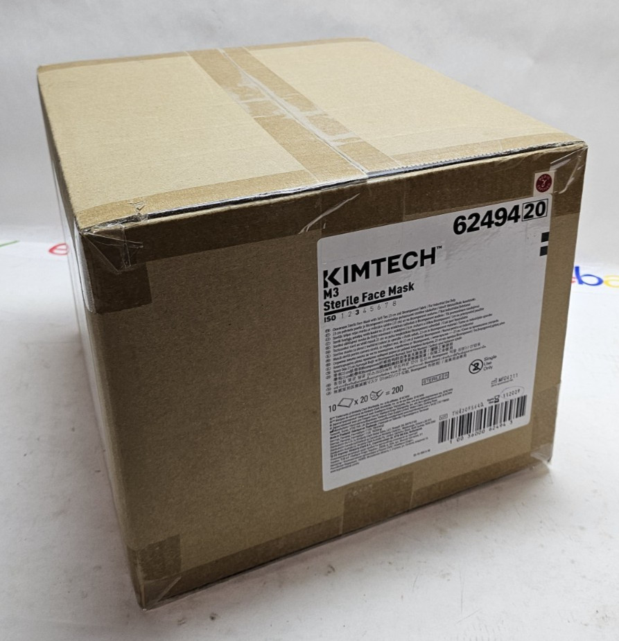 Kimtech 62494(02) M3 Sterile White Soft Tie Face Masks Case of 200-exp 112029