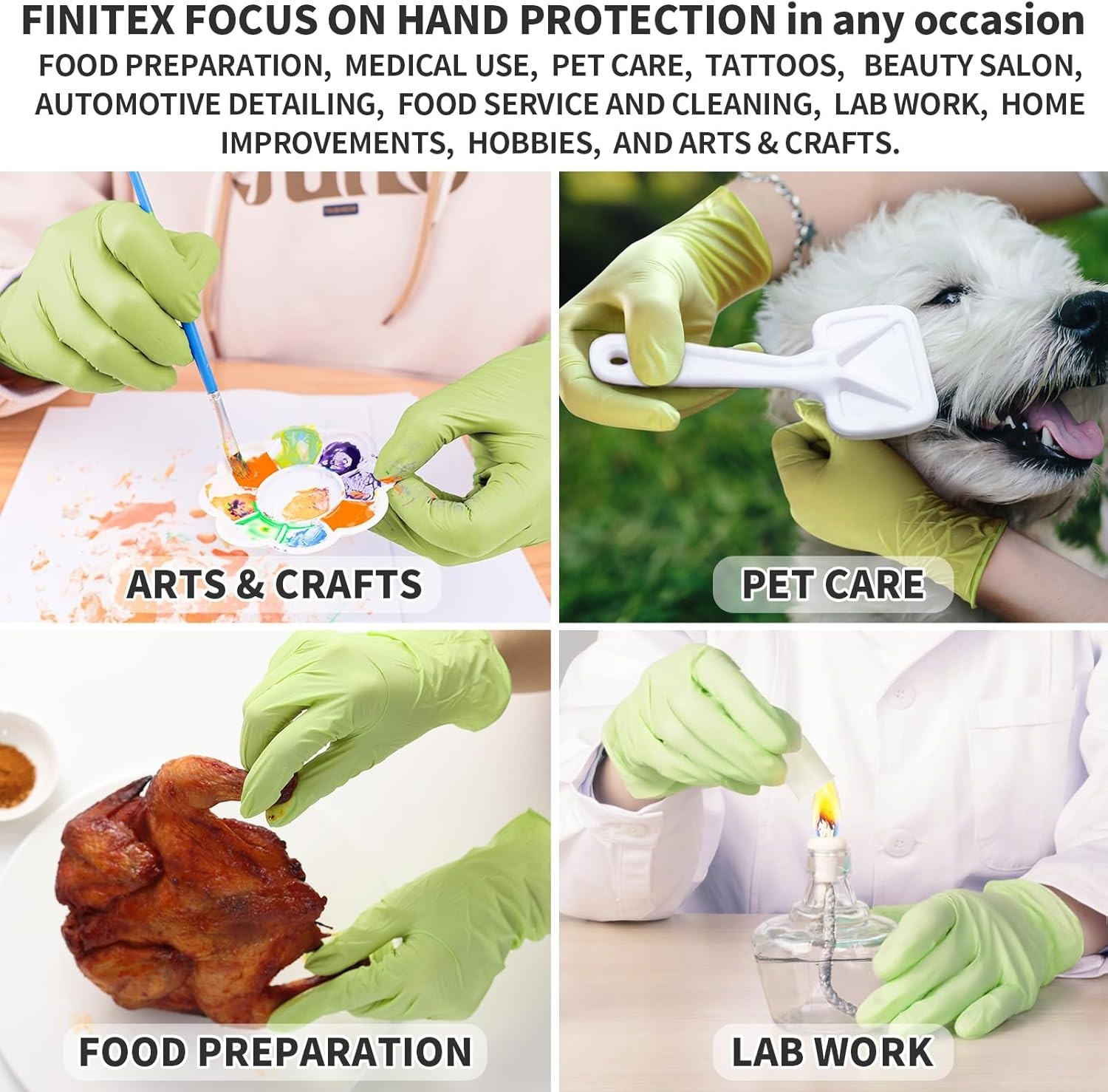 Nitrile Disposable Gloves – Green 3.5mil 100/1000PCS Powder-Free Latex-Free M…