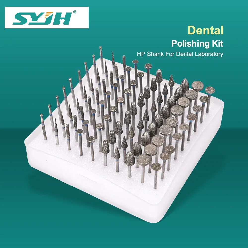 90pcs Dental Polishing Laboratory HP Polisher Fully Sintered Diamond HP Burs Kit