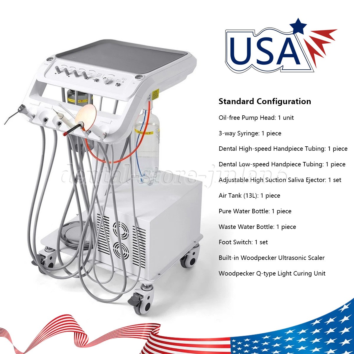 Portable Dental Mobile Delivery Unit with Compressor Curing Light suction Scaler