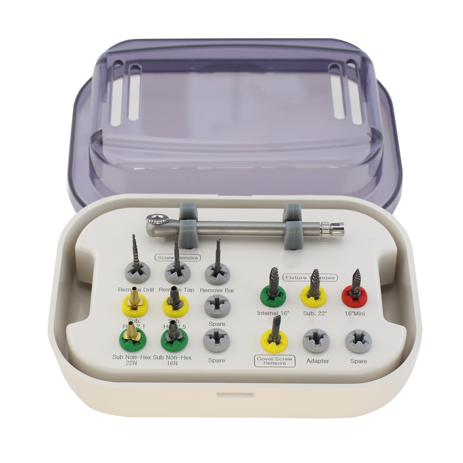 Dental Implant Fixture & Fractured Screw Removal Kit Drill Guide Remover Tap Bar