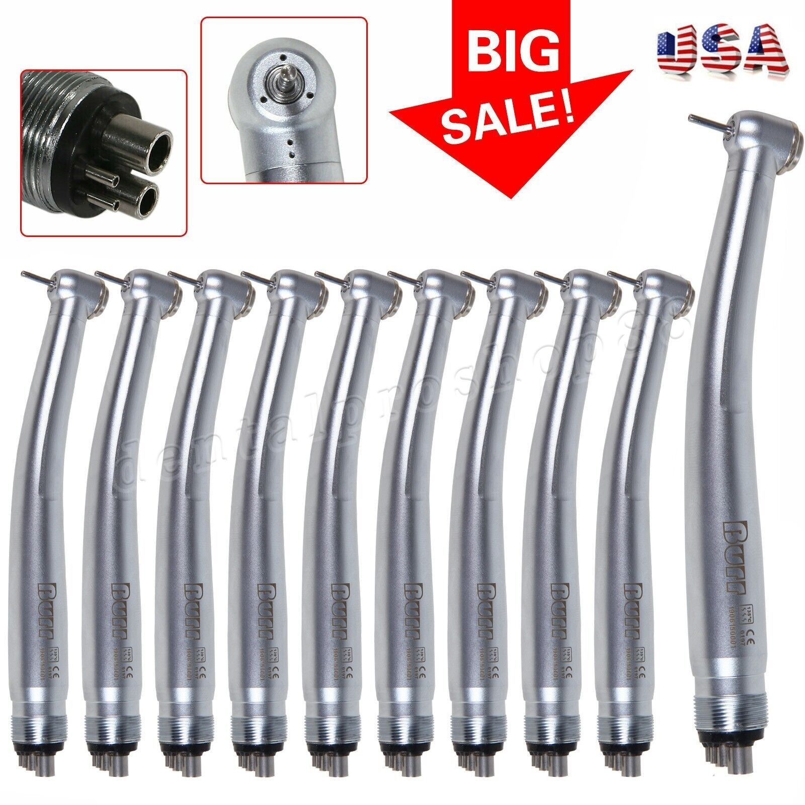 10X High Speed Handpiece 4 Holes Turbine 3-Spray U3BM Turbina Dental