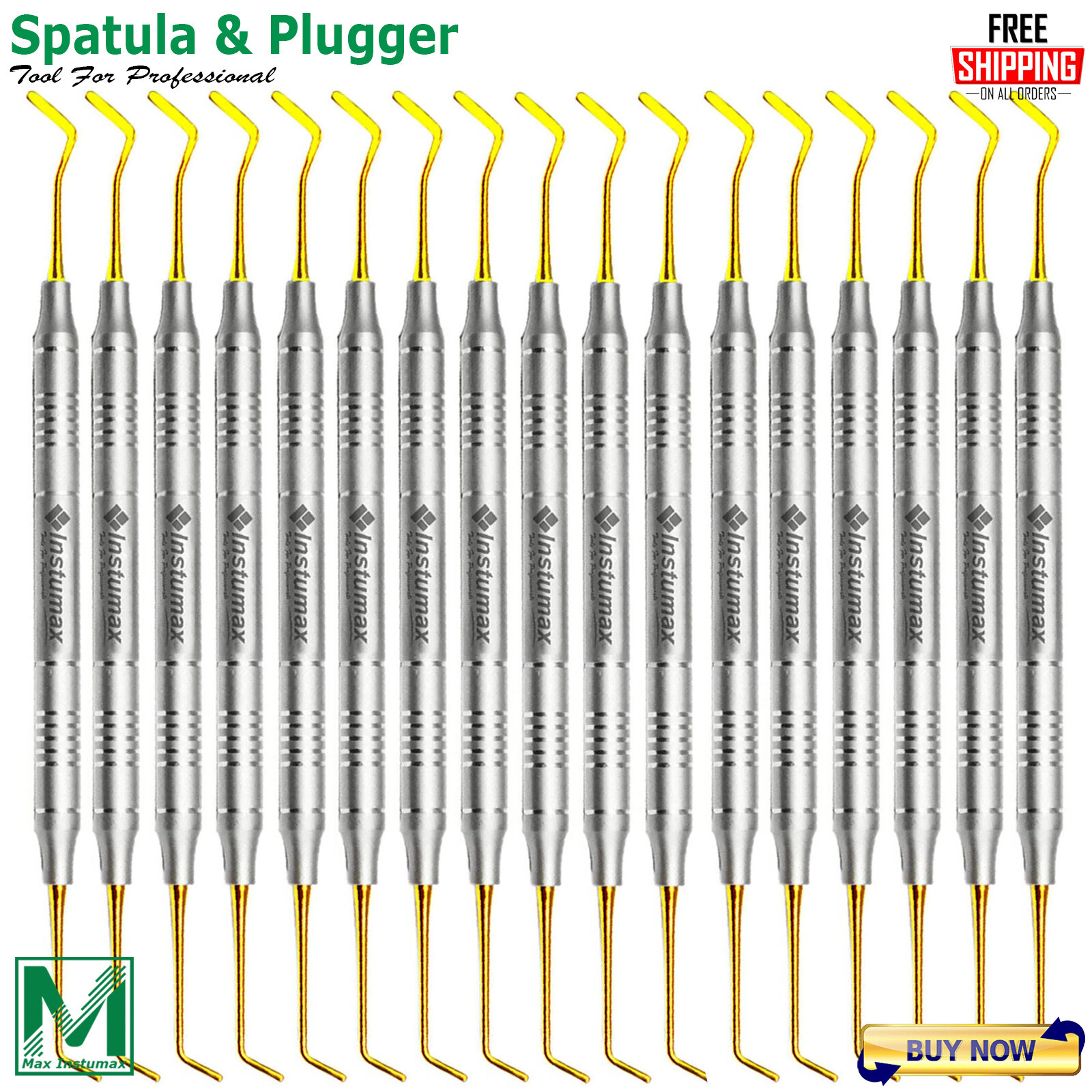 Dental Composite Filling Instruments Spatula & Plugger Titanium Gold Tips