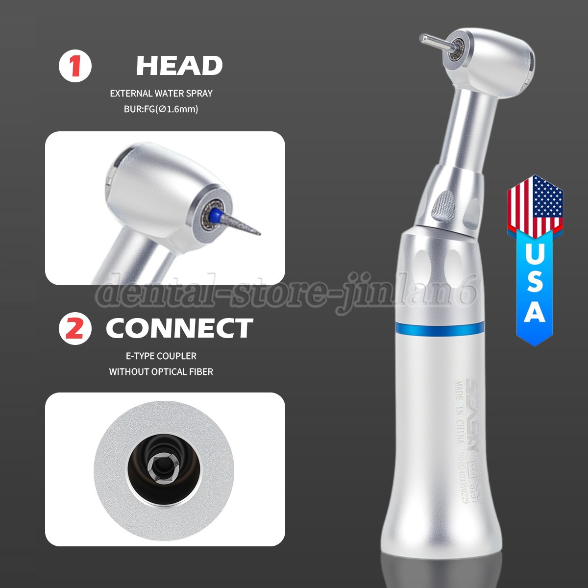 Dental Low Slow Speed Contra Angle Handpiece Fit FG 1.6mm Burs E-type