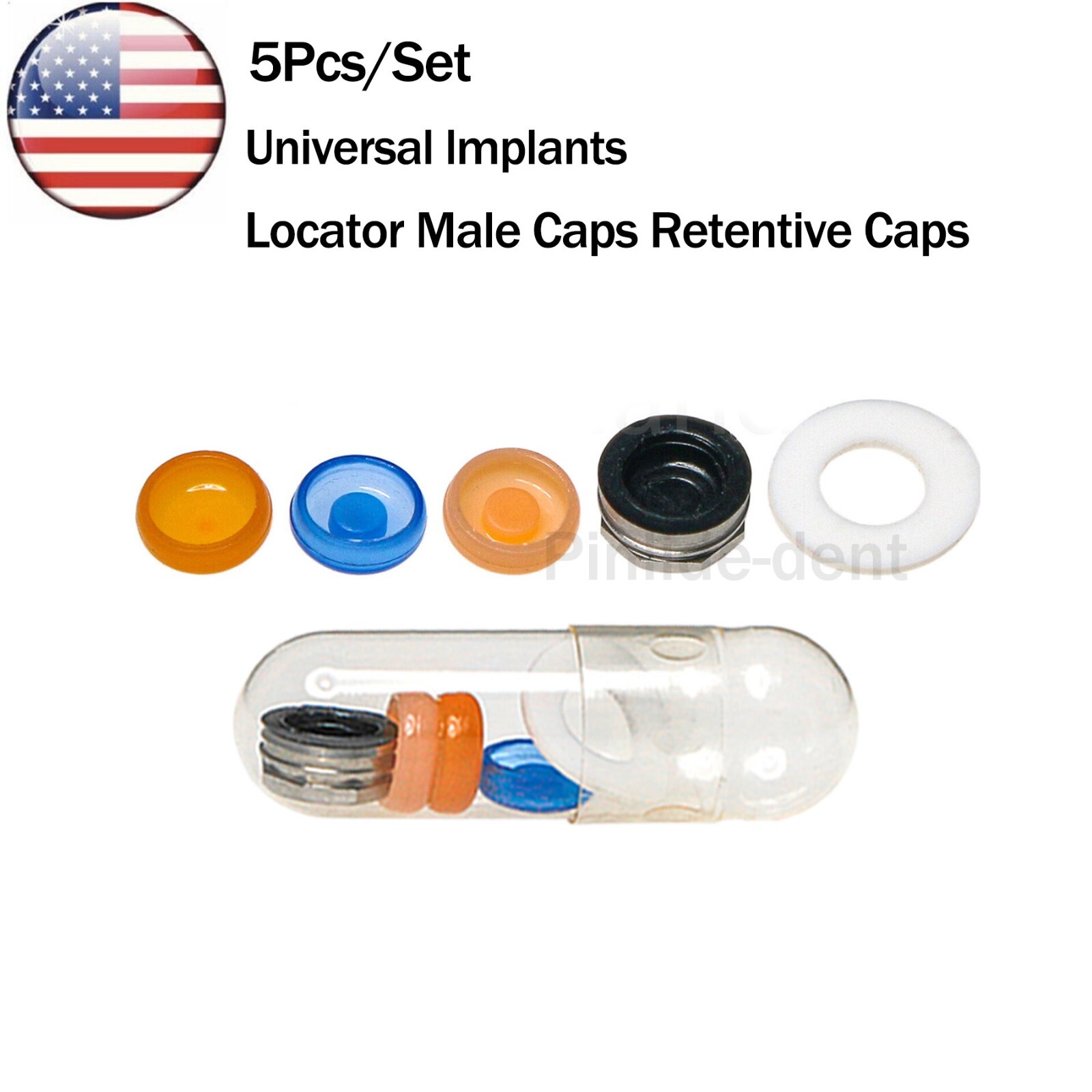 US Universal 5Pcs Dental Overdenture Implant Retention Caps Metal Housing Kits