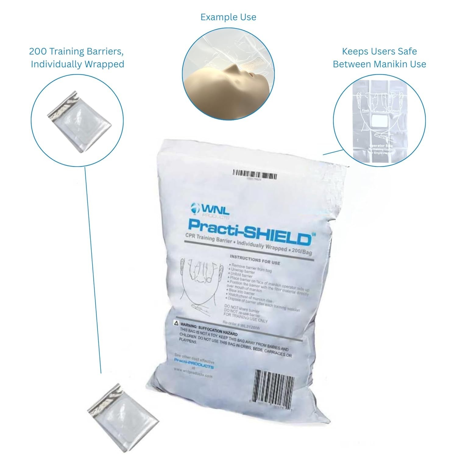 CPR Training Face Shields – Single Use, Individually Wrapped
