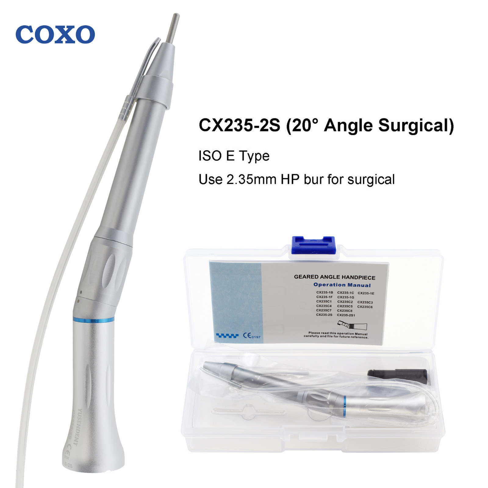 Dental Surgical Handpiece 20° Angle Straight Attachment 1:1 E type Nose Cone NSK