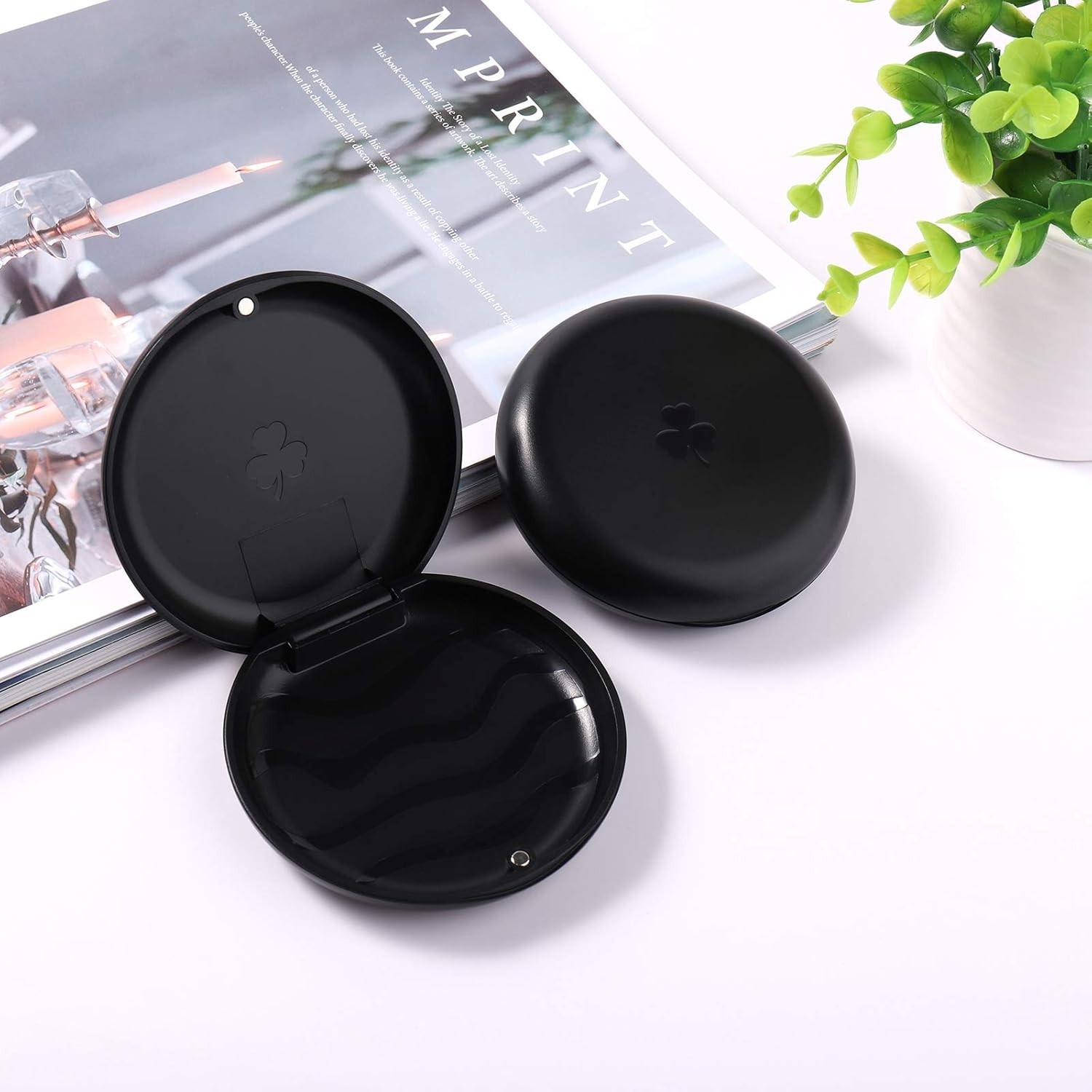 Compact 2-Pack Black Orthodontic Retainer Cases – Easy to Clean & Travel Ready