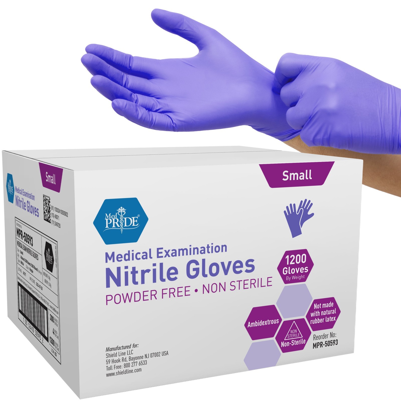 MEDPRIDE Nitrile Gloves 1,200 Ct Heavy Duty Medical Exam Powder Latex Free Blue