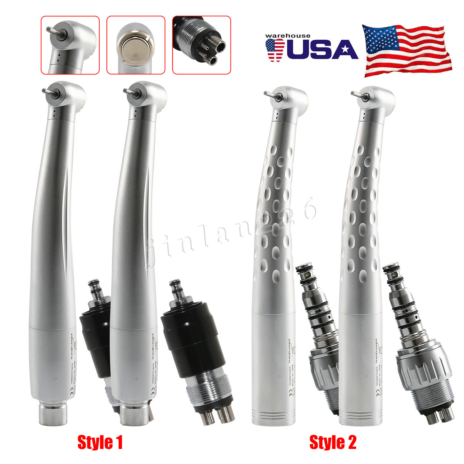 1-5 Yabangbang Dental Fast High Speed Handpiece with 4 Hole Quick Coupler Swivel