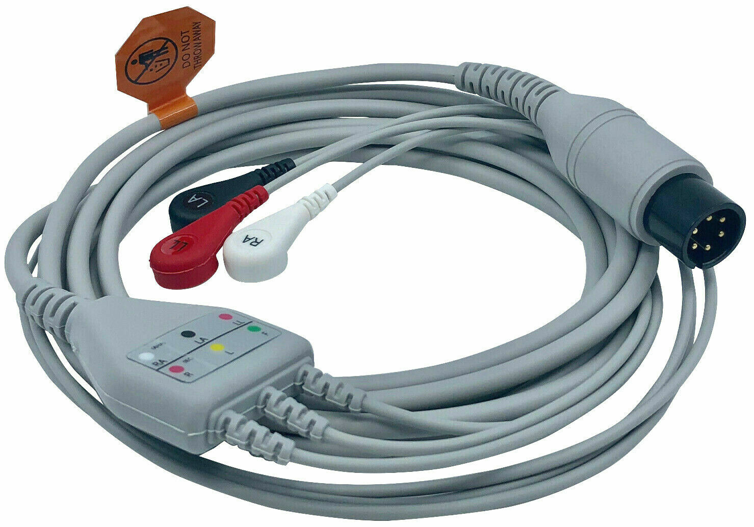 EKG ECG Cable 3 Lead Wire Snap Type for Patient Monitors 6 Pin AHA WARRANTY 9ft