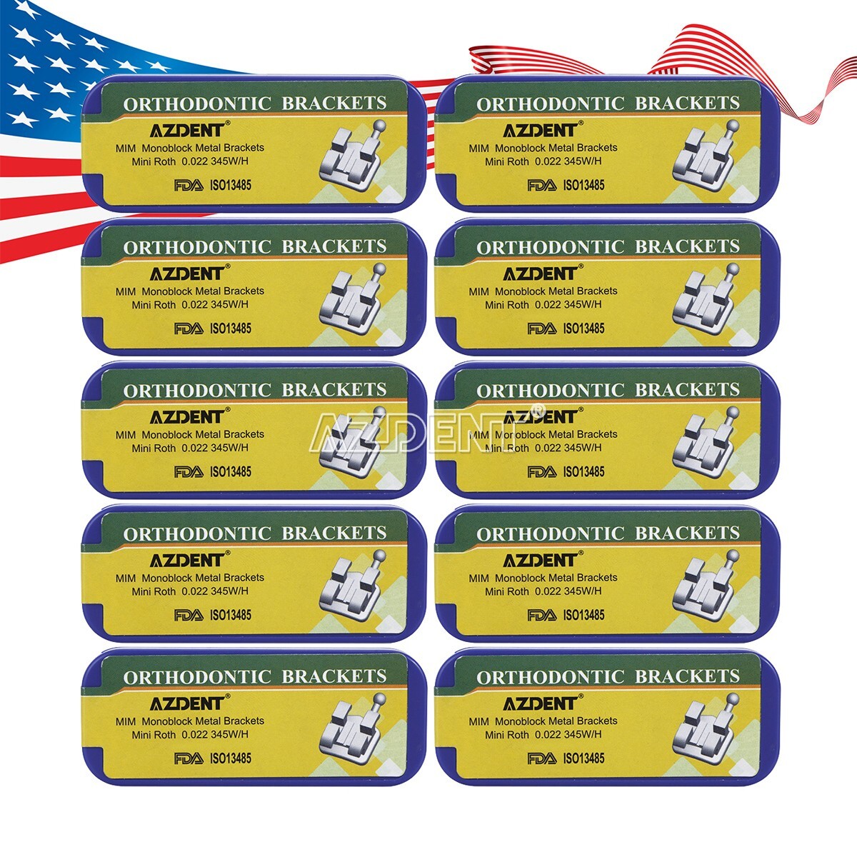 10Pack Brackets de Ortodoncia Mini Roth .022 con Ganchos Disponible en 3, 4 y 5