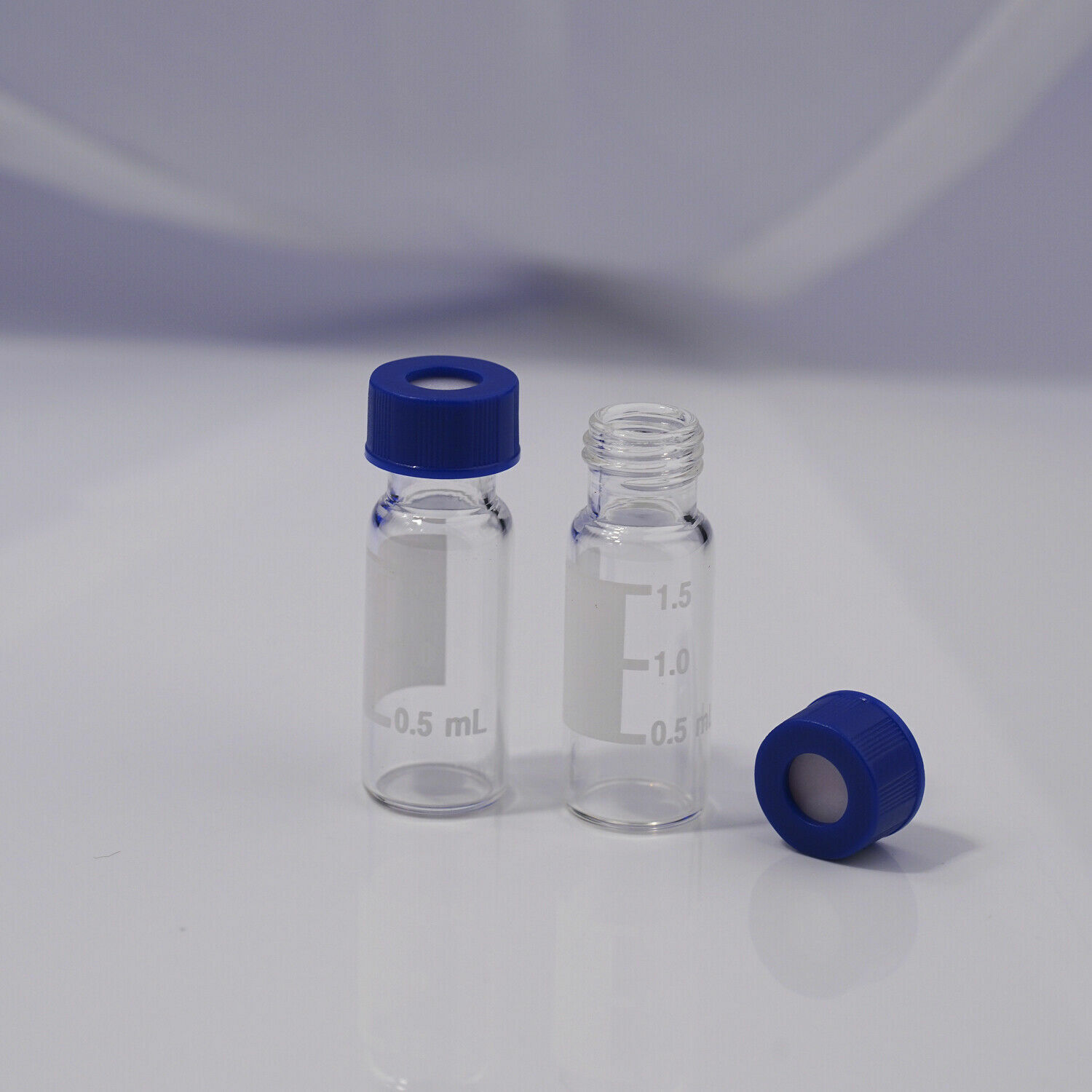 100Pcs 2ml Sampler Vials+9-425 Amber/Clear Vial w/Blue Screw Caps Writing Patch