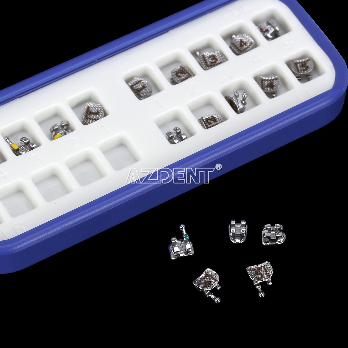10X AZDENT Orthodontic Brackets Split Welding Mini Roth 022 Hook 345 Laser Mark