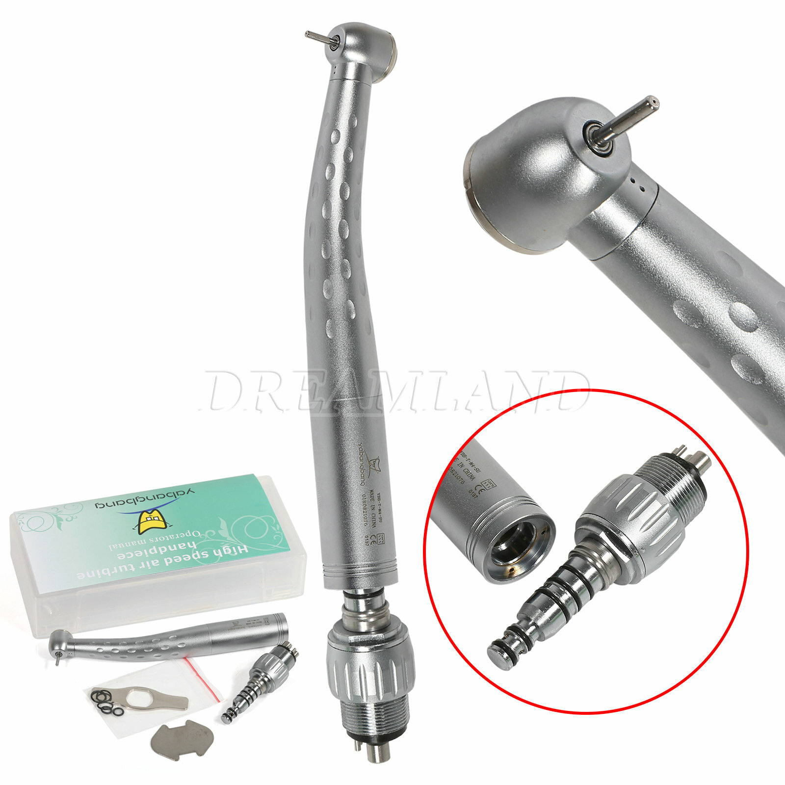 YABANGBANG Dental High Speed Handpiece with 4 Holes Quick Coupler 360° Swivel
