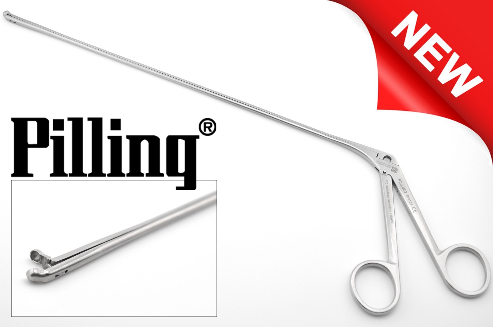 TELEFLEX PILLING 505104 Jackson Laryngeal cup forceps Angled Up 4mm Bite 11″