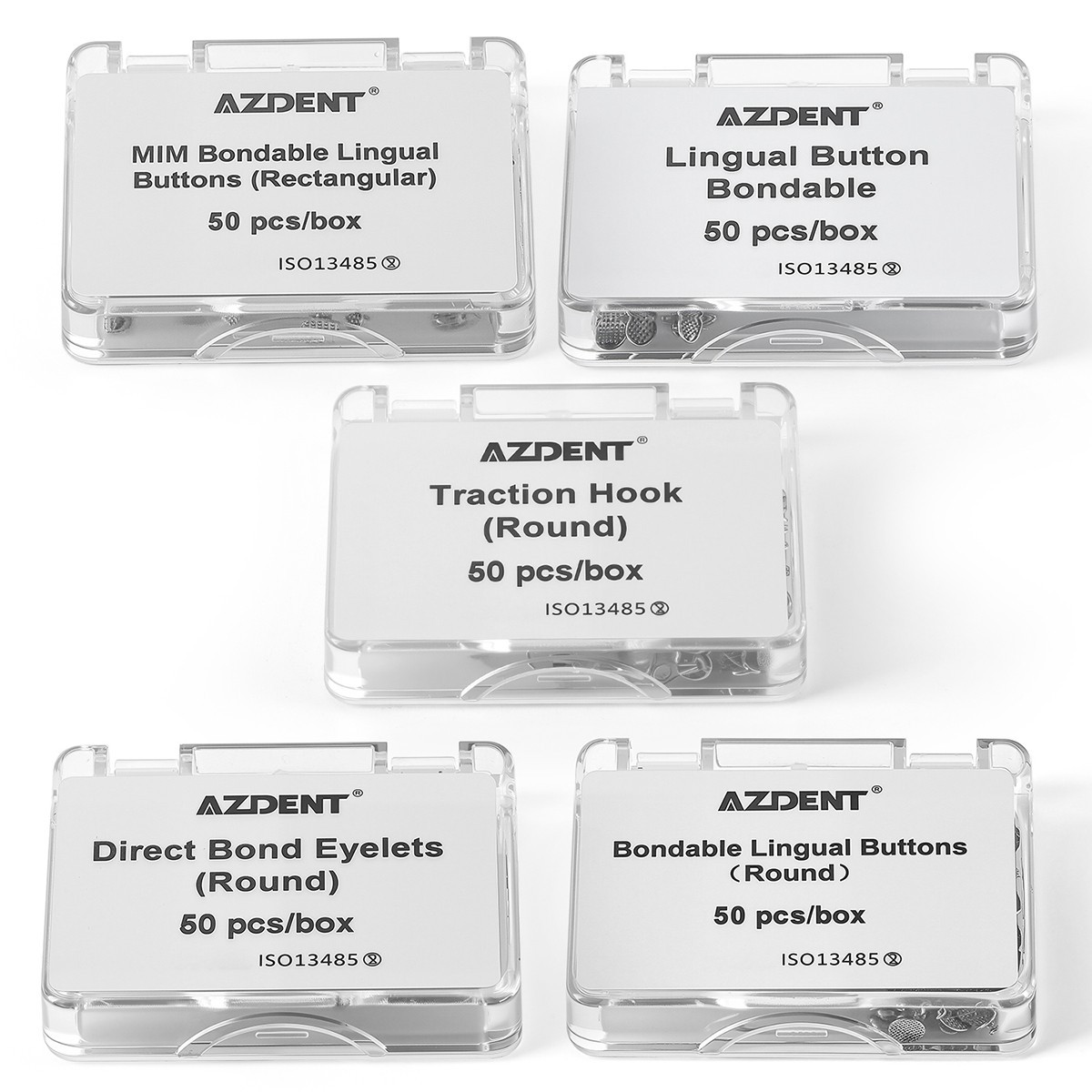 50pcs Dental Dentists Lingual Buttons Bondable Round/Rectangular Mesh Base/MIM