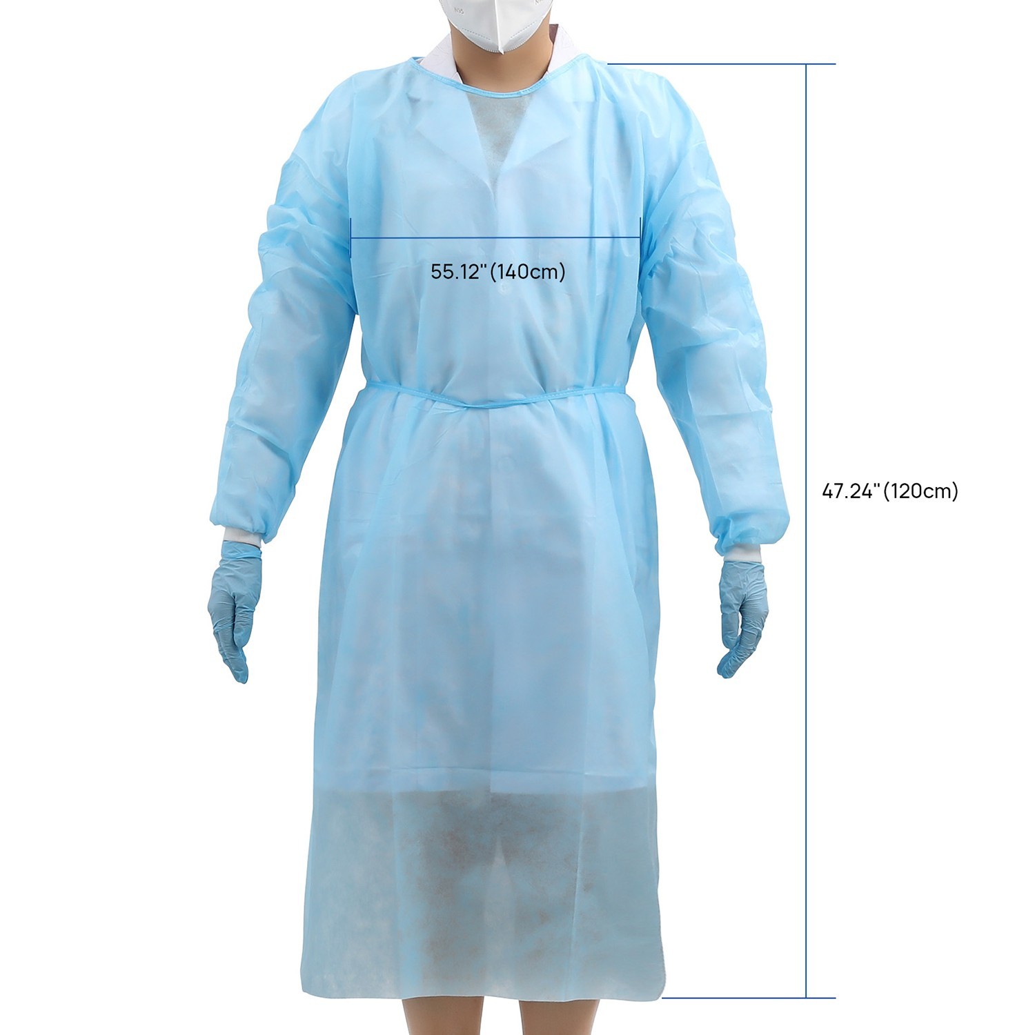 Disposable Isolation Gowns Unisex Knitted Cuffs PP Elastic Wrists 10pcs/pack