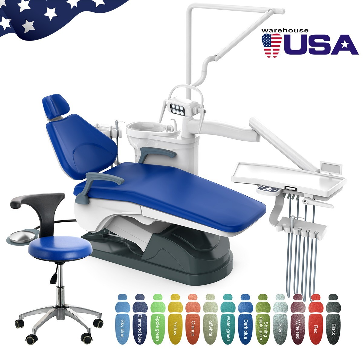 FDA Dental Unit Chair Computer Controlled DC Motor Stool TJ2688-A1