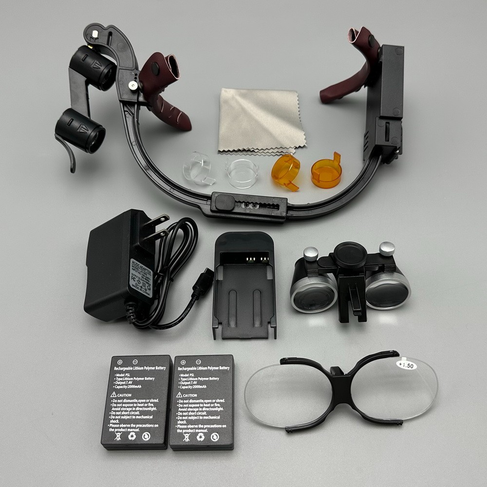 3.5X Dental Medical Binocular Loupes Headband Magnifier LED Head Light US Plug