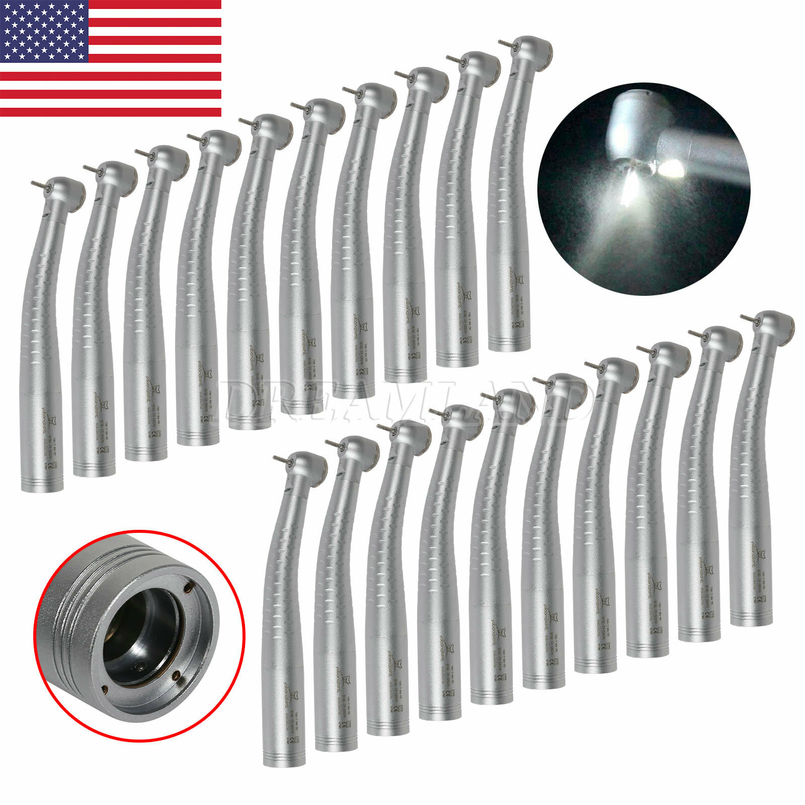 Big Head Dental Fiber Optic LED High Speed Handpiece Torque Fit KAV Coupler YD6