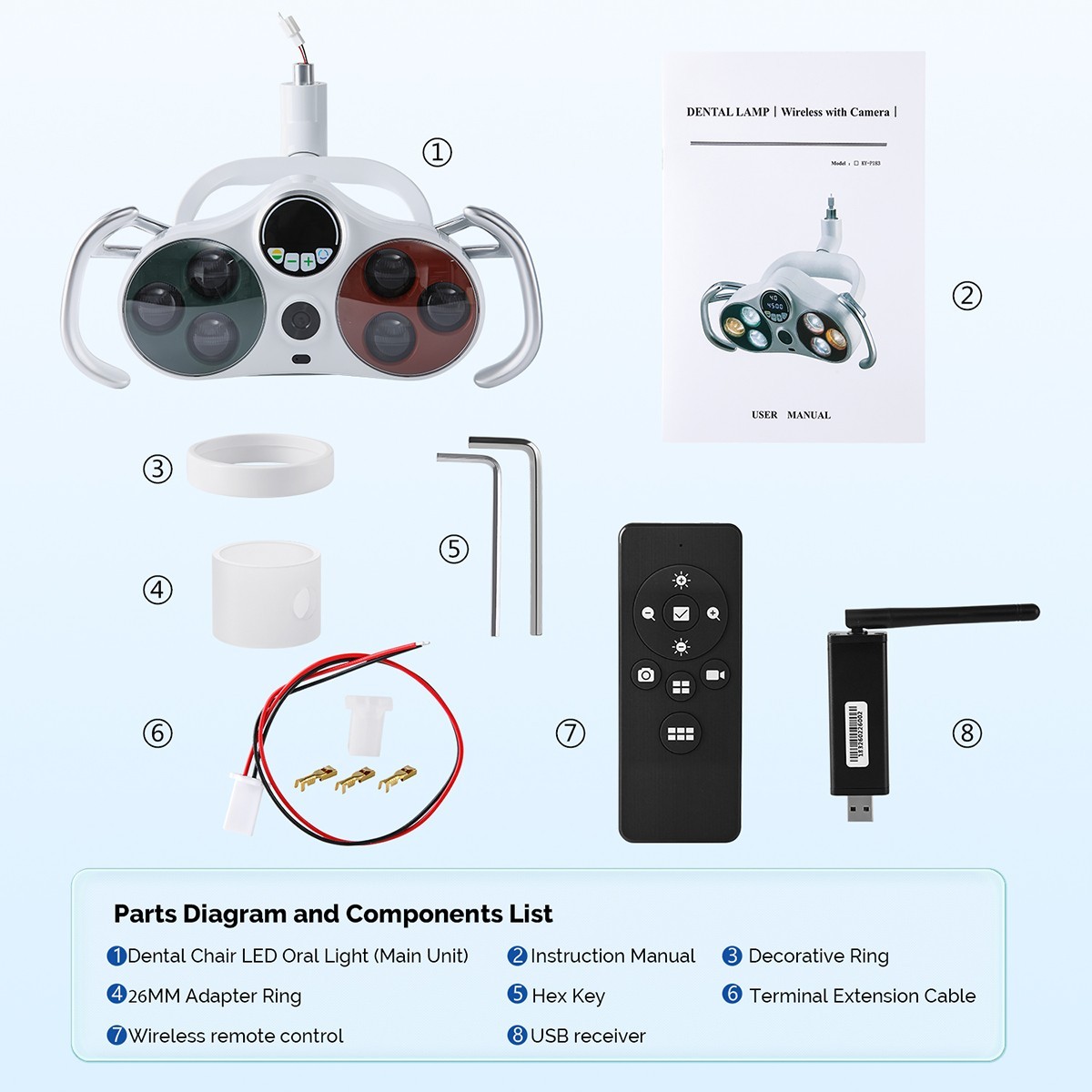 Dental LED Operation Light Sensor Lamp w/ Camera & Monitor for Dental Chair Unit