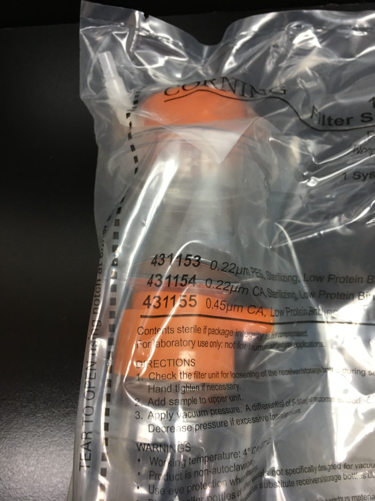 Corning Cat No 431153 Filter Sytem 150 mL 0.22 µm