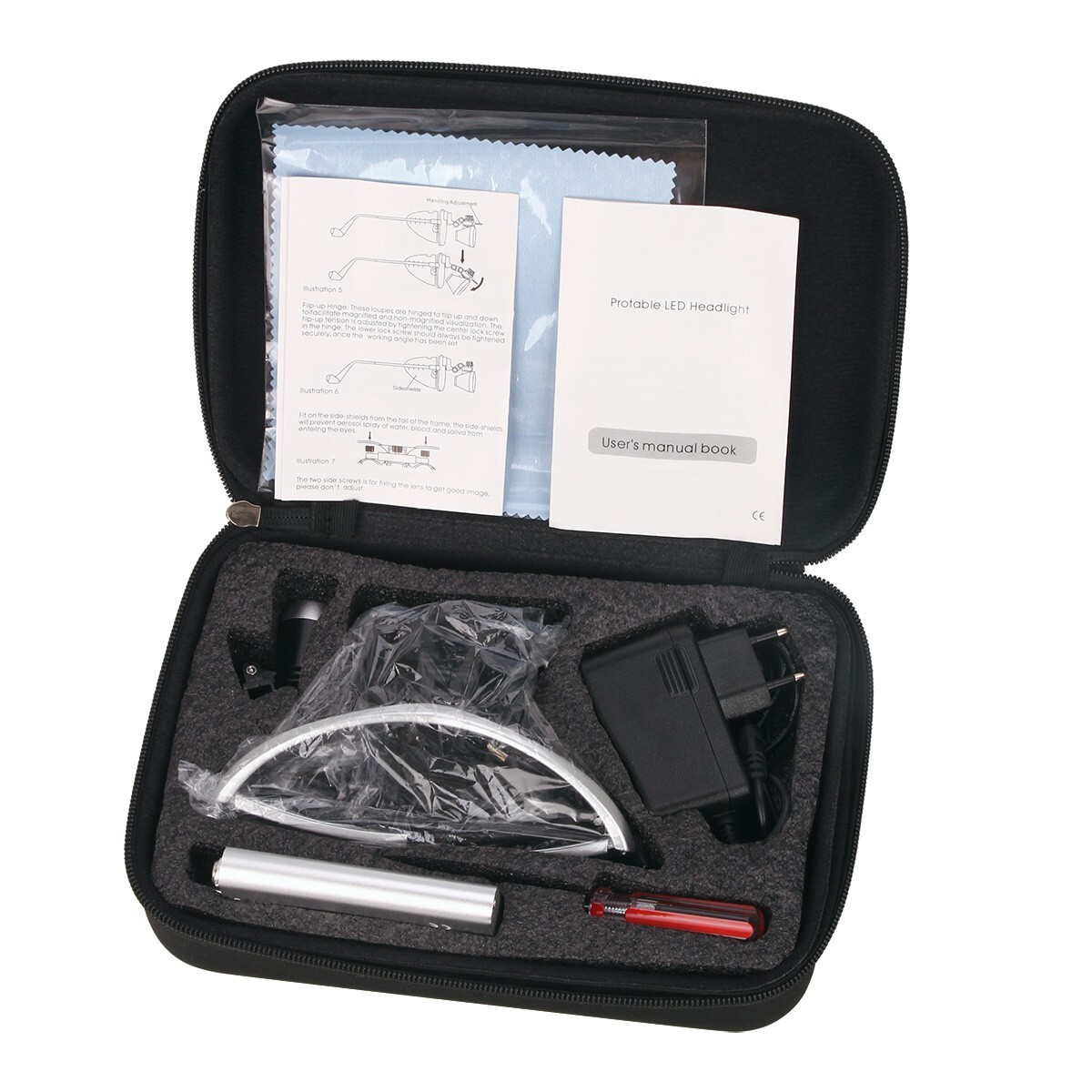 Dental 3.5X Surgical Magnifier Medical Binocular Loupes with LED Head Light