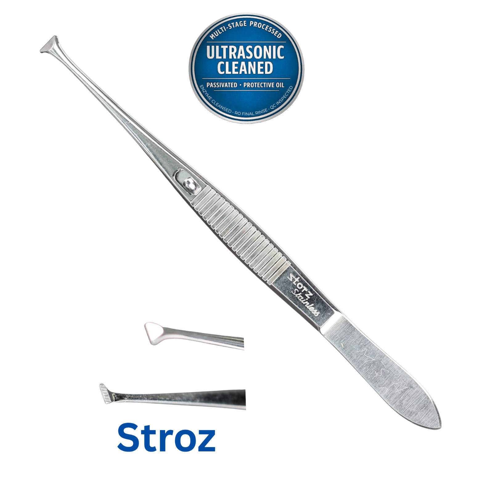 Storz E1572 Graefe Fixation Forceps, Wide 4.5mm Jaws w/ Fine Teeth, 108mm 4.3″
