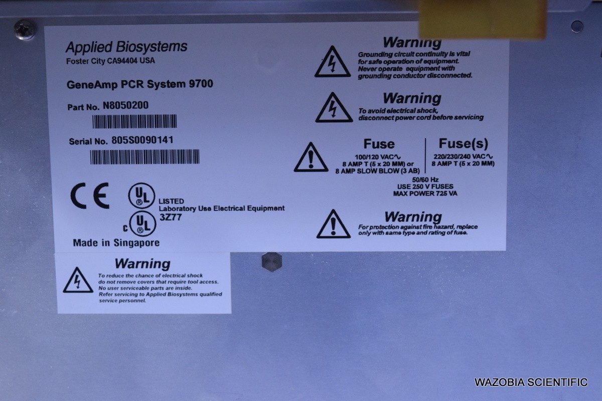 APPLIED BIOSYSTEMS GENEAMP PCR SYSTEM 9700 THERMAL CYCLER DUAL 384 WELL BLOCKS