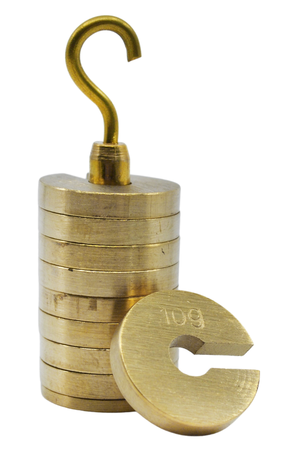Slotted Weight Set, 100g – Brass – With Hook – Eisco Labs