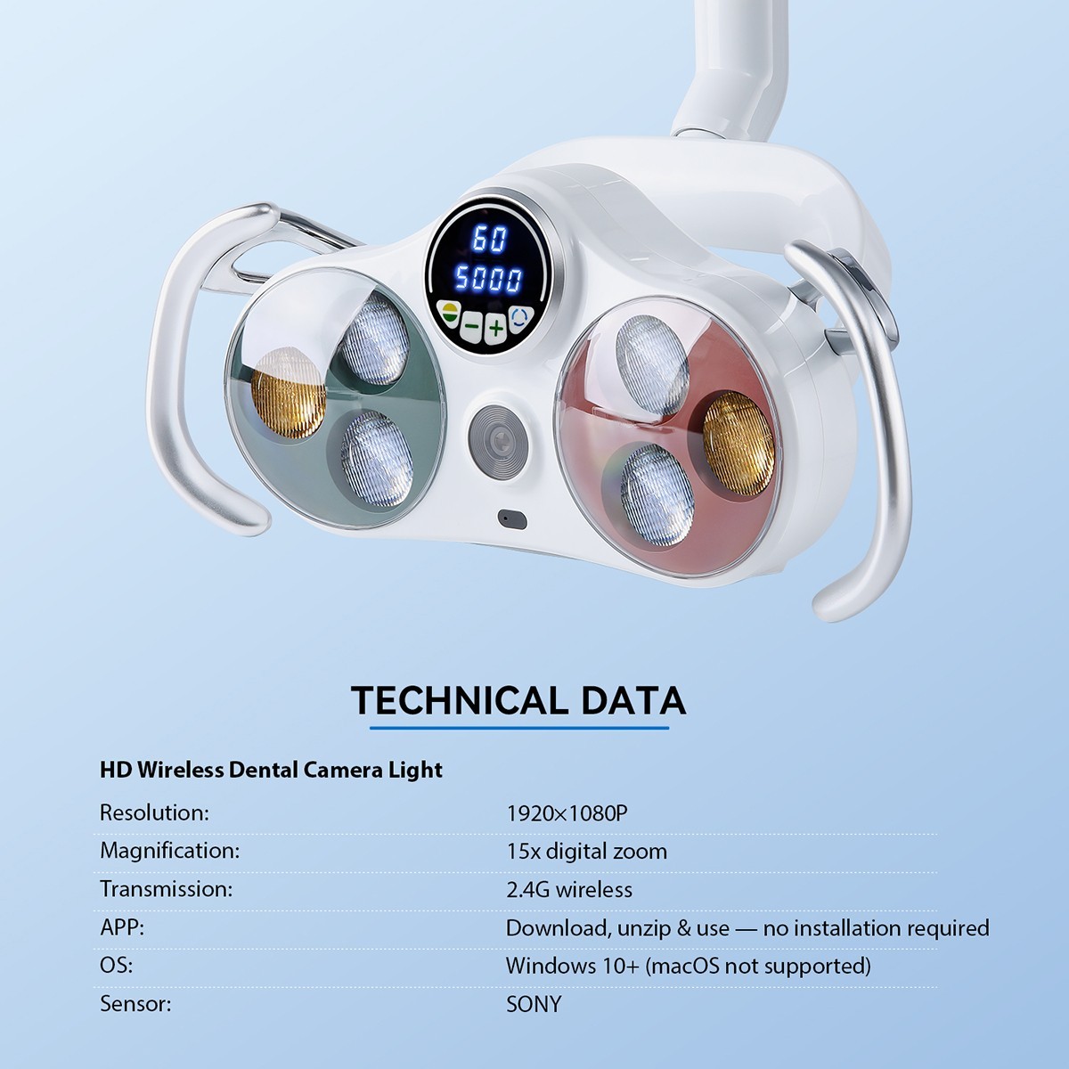 Dental LED Operation Light Sensor Lamp w/ Camera & Monitor for Dental Chair Unit