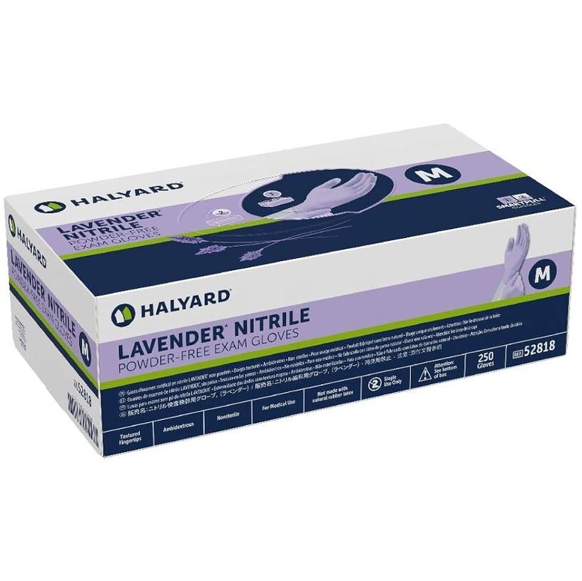 *2,500-Gloves* Halyard Lavender Nitrile Powder-Free Exam Medium 52818