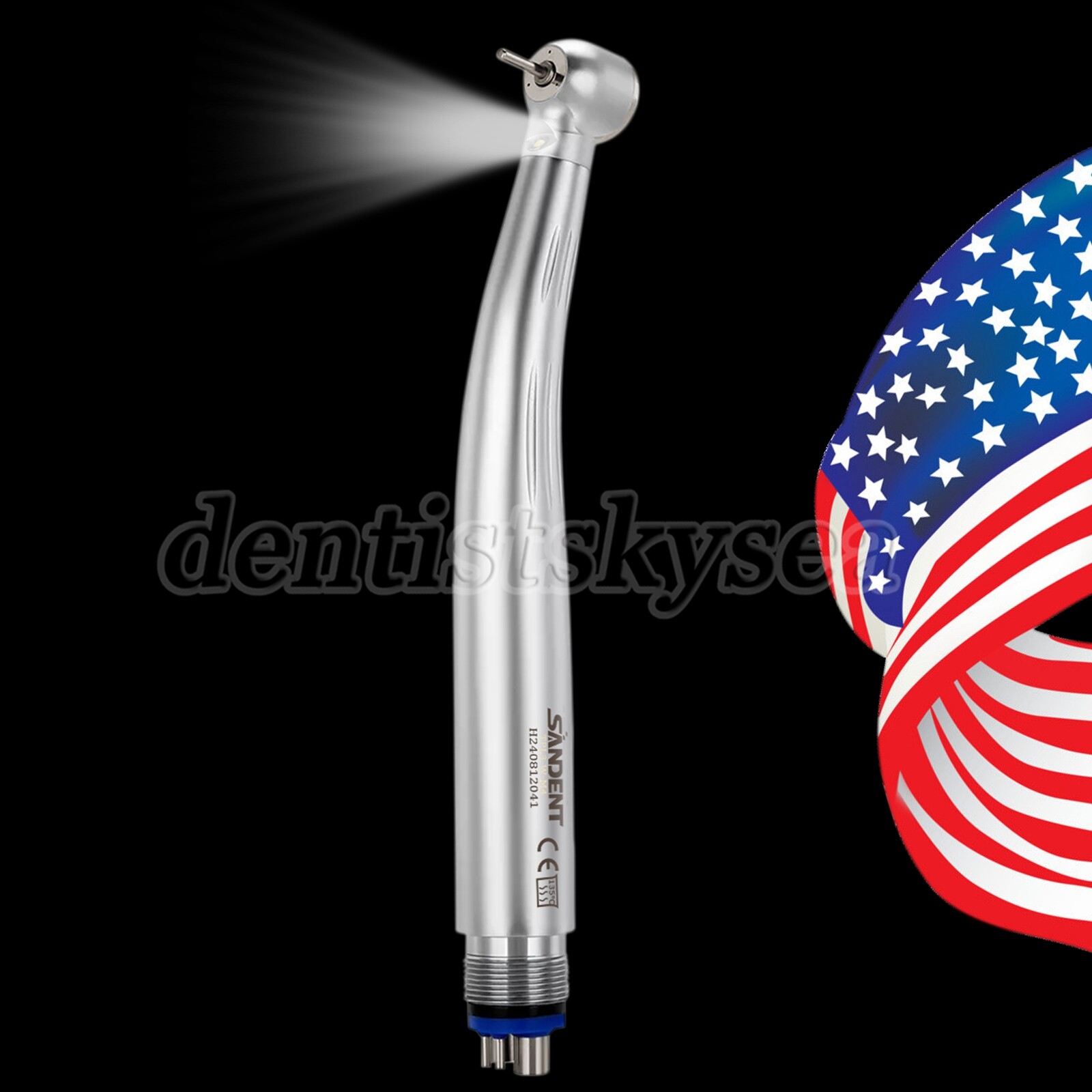 1-5X Dental LED Turbine Fiber Optic Handpiece Torque Head Ceramic Bearing 4H