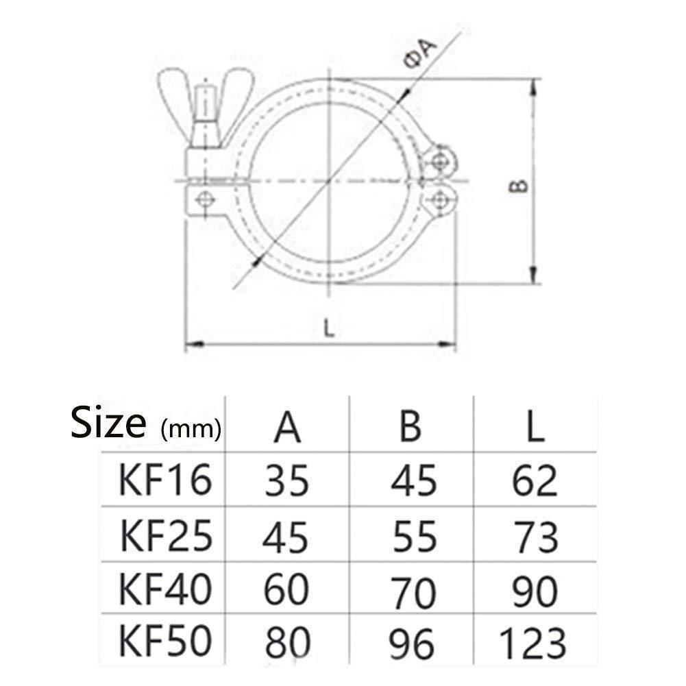 US 5Size KF Aluminum Vacuum Fitting Wing Nut Flange Clamp for Vacuum Piping Tube