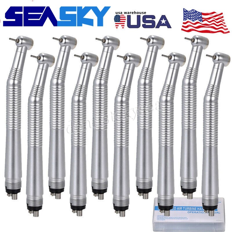 10 Dental NSK Style High Speed Handpiece Push Button Air Turbine M4/4Hole 4H USA