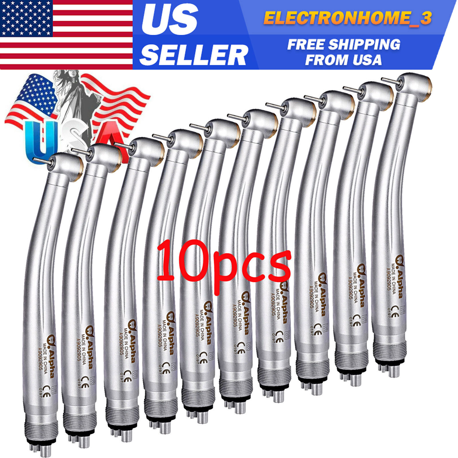DENTAL High Speed Handpiece Push Button Metal Air Turbine NSK Style 4 Holes