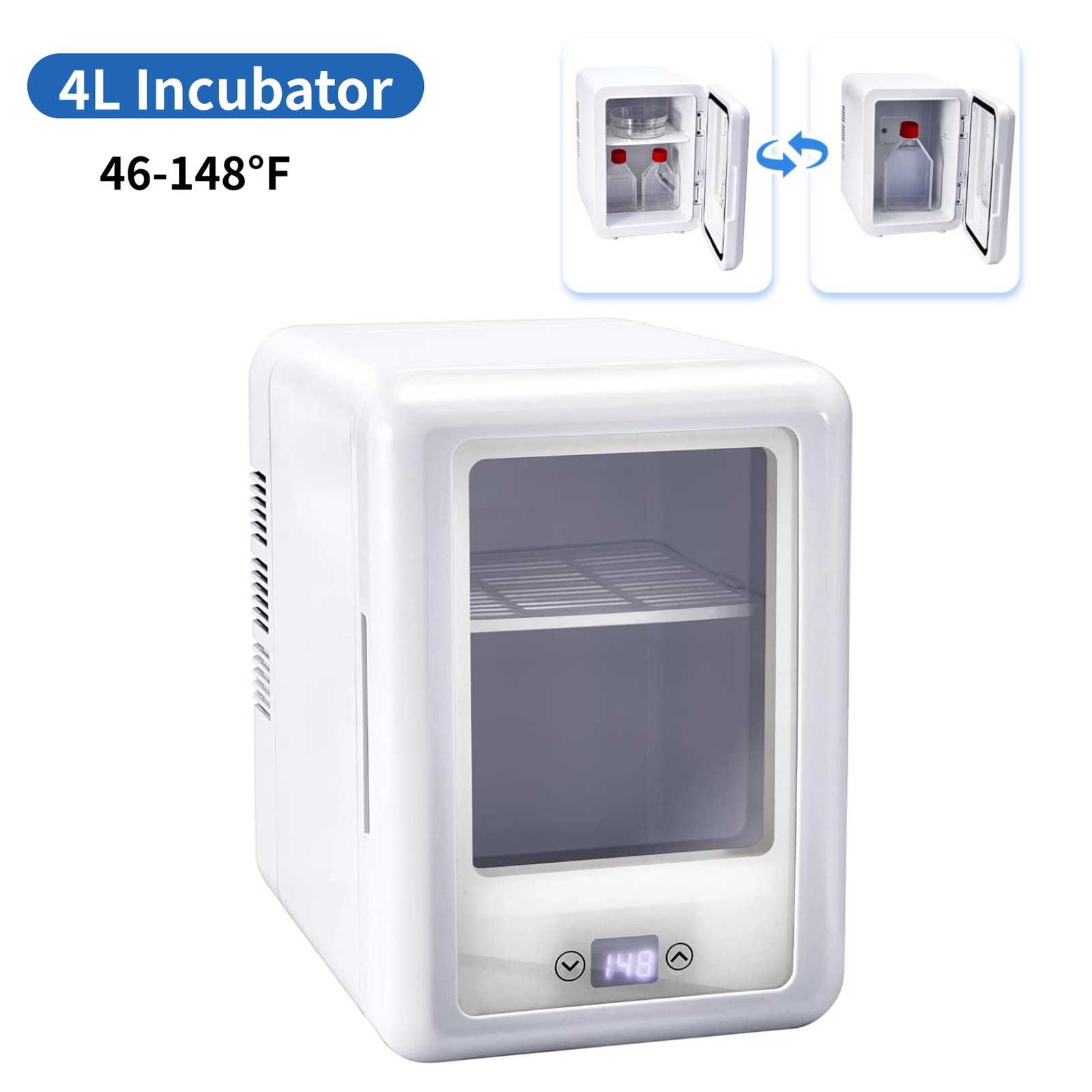 4L Incubator Bacteria Incubator Thermostatic Cabinet Incubator for Lab, 46-148℉