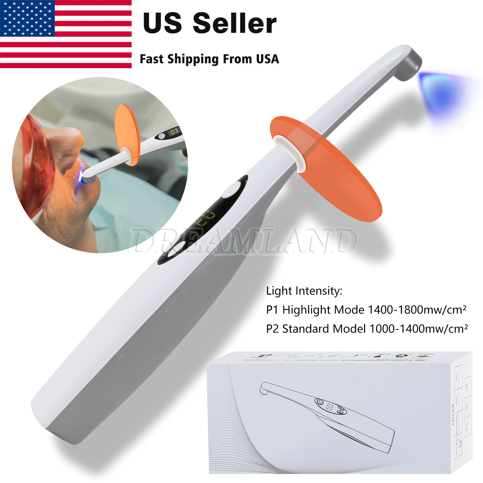 Dental Wireless Cordless iLed 3 Second LED Curing Light 3S Cure Lamp US plug